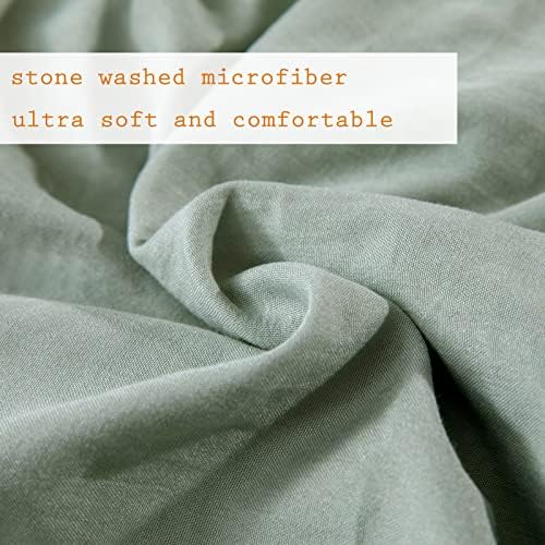 Masaca Green Ruffled Comforter King Size,Farmhouse Shabby Ruffle Rustic Aesthetic Green Bedding Extra Soft 3PCS (1 Ruffle Comforter and 2 Pillowcases)