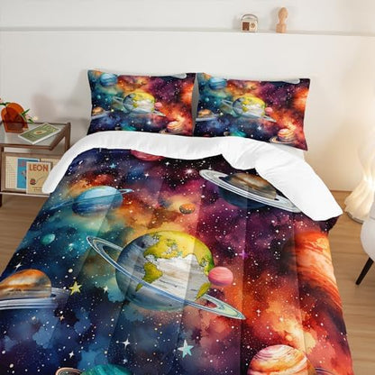 Solar System Bedding Full Comforter Set with 2 Pillowcases.