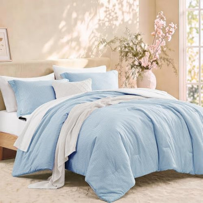 Monbix Queen Comforter Set-7 Pieces Soft Bed in a Bag Queen Bedding Sets