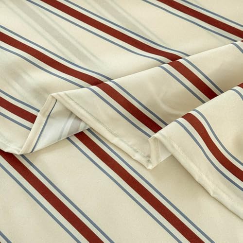 NSNLGSGC Red Brown Retro Striped Duvet Cover Set, King