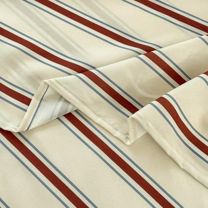 NSNLGSGC Red Brown Retro Striped Duvet Cover Set, King