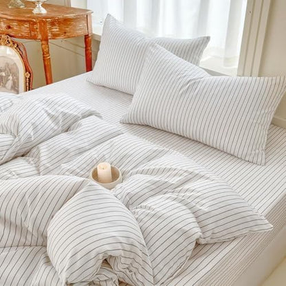 NSNLGSGC Black & White Striped Duvet Cover Set, Queen