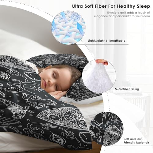 Pamnest Comforter Set Twin Size, Medieval Retro Soft 2 Pcs Bedding for Kids and Adults, Gothic Vintage Skull Comforter Set with Pillowcase, for Bedroom Bed Decor