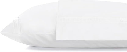 Linen Home 100% Cotton Percale Triple Pleat Hem Pillowcases King Size, White, 2 Pieces of Pillow Case, Crisp and Cool Strong Bed Linen, 20 inches X 40 inches
