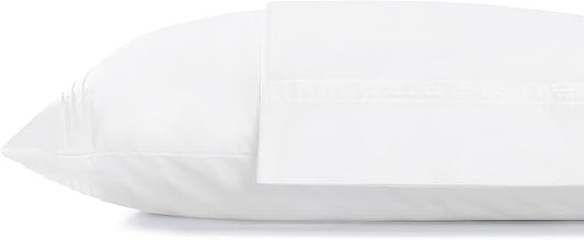 Linen Home 100% Cotton Percale Triple Pleat Hem Pillowcases King Size, White, 2 Pieces of Pillow Case, Crisp and Cool Strong Bed Linen, 20 inches X 40 inches