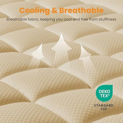 MATBEBY King Size Mattress Pad - Cooling Breathable Mattress Topper, Quilted Fitted Mattress Protector, Pillow Top Mattress Cover with 8-21" Deep Pocket, Soft, Machine Washable, Beige, 78x80 Inches