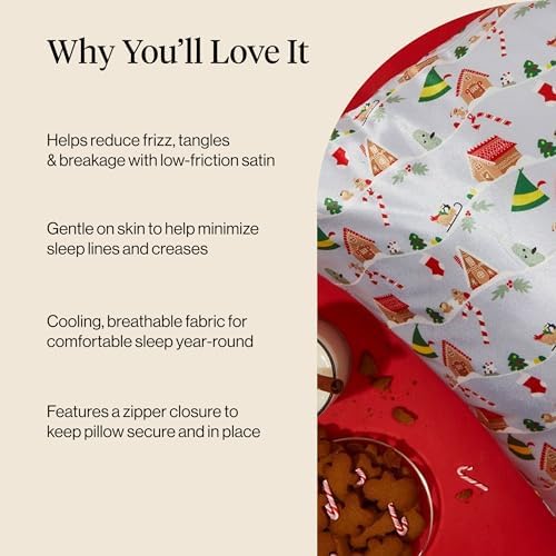 Kitsch x Elf Periwinkle Christmas Satin Pillowcase - King Size 19x36
