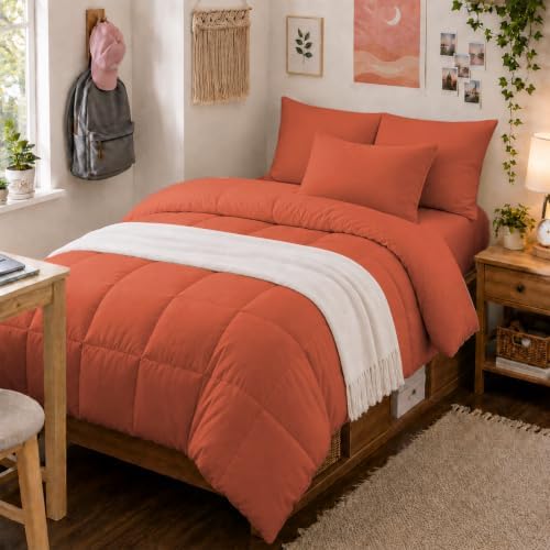 Anluoer Twin Comforter Set, 5 Piece Bed in a Bag Twin Bedding Sets
