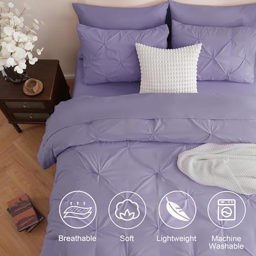 DOWNCOOL Full Size Comforter Sets, 7 Pieces Lavender Purple Bed in a Bag