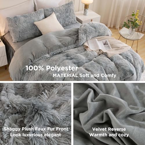 Andency Tie-Dyed Gray White Comforter Full Size Set, Fluffy Bedding Set
