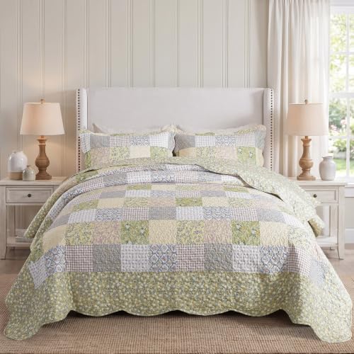 HoneiLife Oversized King Bedspreads 120x120 - California King Quilt 3-Pcs, Extra Large Quilt Sets All Season Use,Rustic Bedding Sets King Size,Reversible Coverlet Lightweight Microfiber Bed Quilts