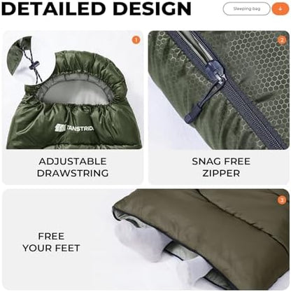 Sleeping Bags for Adults,Compact Lightweight Backpacking Sleeping Bag with Compression Sack for Youth, Camping Essentials Gearfor Hiking Travel Climbing Outdoor&Indoor Use
