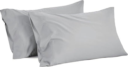 BEDELITE Pillow Cases Standard Size Set of 2, Rayon Derived from Bamboo, Cooling Pillow Cases for Hot Sleepers & Night Sweats, Breathable and Silky Soft Envelope Pillowcases(Silver Grey, 20"x26")