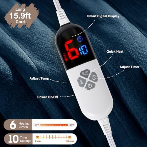 Heating Blanket Full Size, Fast Heating Full Electric Blanket