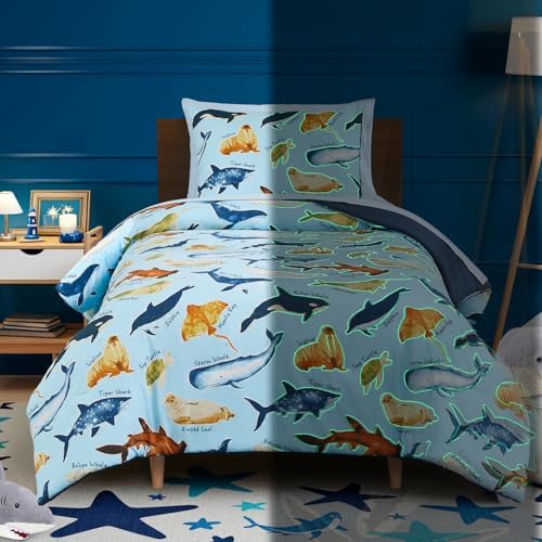 Twin Bedding Sets for Boys - 5 Pieces Ocean Bedding Twin Comforter Set