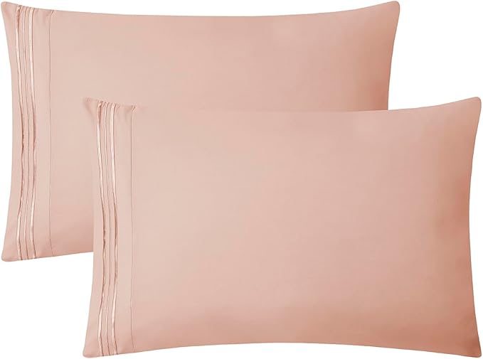 Clara Clark Bed Sheets, Premier 1800 Series 4 Piece Bed Sheet Set, Deep Pocket, Wrinkle, Fade, Stain Resistant, Luxury Soft Bedding Sheets & Pillowcases, California King, Peach