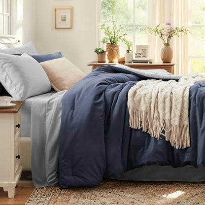 Anluoer King Size Comforter Set, 7 Piece Bed in a Bag King Bedding Sets