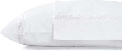 Linen Home 100% Cotton Percale Interlocked Loops Lace Pillowcases King Size, White, 2 Pieces of Pillow Case, Crisp and Cool Strong Bed Linen, 20 inches X 40 inches