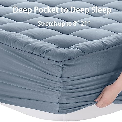 EASELAND Twin XL Mattress Pad Cotton Pillow Top Mattress Topper for Dorm