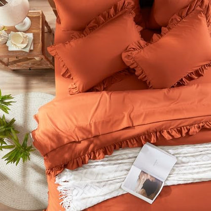 Anluoer Queen Comforter Set 7 Piece, Ruffle Bed in a Bag Queen Bedding Sets