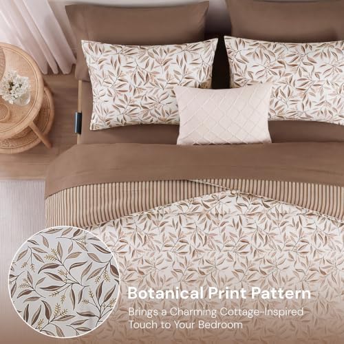 Monbix King Comforter Set-7 Pieces Floral Bed in a Bag King Bedding Sets