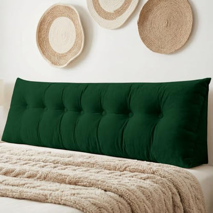 DANGHOOGY Headboard Pillow King, Large Triangular Wedge Headboard Pillow for Reading and Resting, Backrest Positioning Support Pillow with Removable Cover (Green)