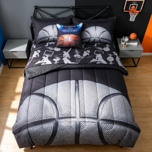 ADASMILE A & S Basketball Bedding Full Size for Boys 6 Pcs Sports Comforter