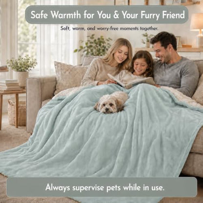 Electric Heated Blanket 84"x90" Queen Size, Light Green