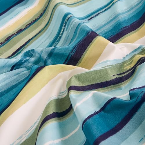 Chezmoi Collection 4-Piece Lodge Striped Sheet Set Queen - Multicolor Green Blue White Striped Printed Brushed Microfiber Lightweight Breathable Deep Pocket Bed Sheets