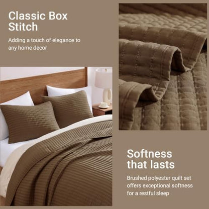 King Size Quilt-Lightweight Coffee Bedspreads King Quilt Bedding Set