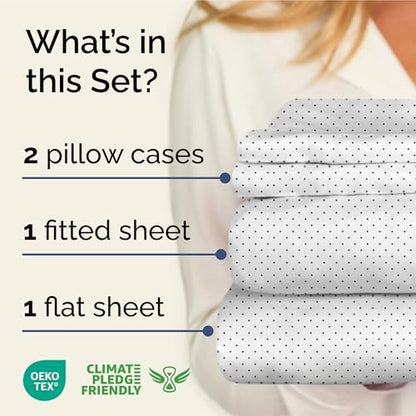 Queen 4 Piece Striped Sheet Set - Soft, Breathable & Cooling - Microdots