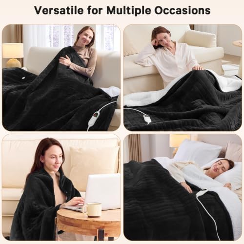 Heated Electric Blanket Full Size, Heating Blanket,72" x 84", Ebony