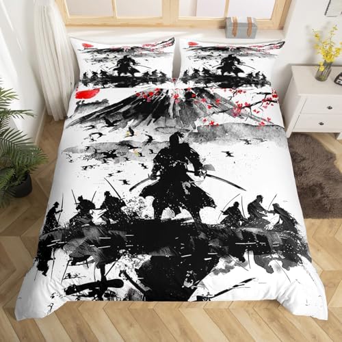 Feelyou Japanese Samurai Duvet Cover Queen Size Boys Girls Teens