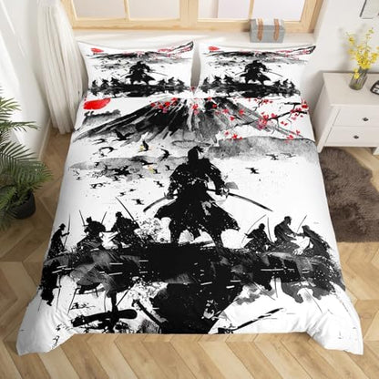 Feelyou Japanese Samurai Duvet Cover King Size Boys Girls Teens