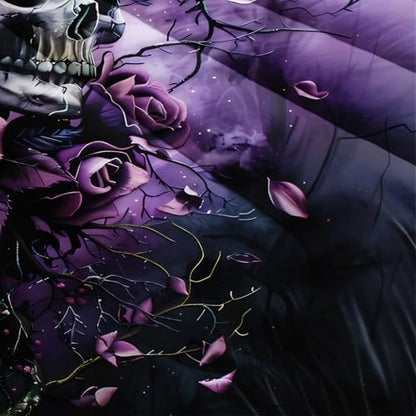HOSIMA Floral Death Skull King Bedding Set for Women with 2 Pillowcases.