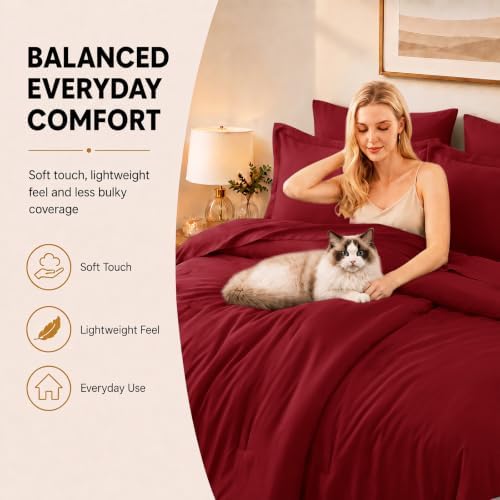 CozyLux Twin XL Comforter Dark Red, 5 Pieces Bed in a Bag