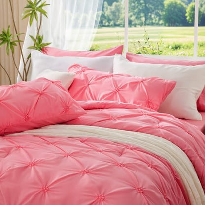 BEDELITE Twin Comforter Set Strawberry Pink,Lightweight & Soft Comforter