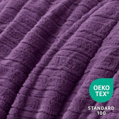 BEDELITE Faux Fur Twin/Twin XL Comforter Set, Fluffy Bed Set, Purple
