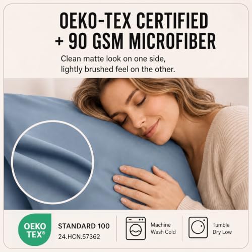 CozyLux Full Sheet Set 6-Piece, 21-Inch Deep Pocket, Soft Brushed Feel