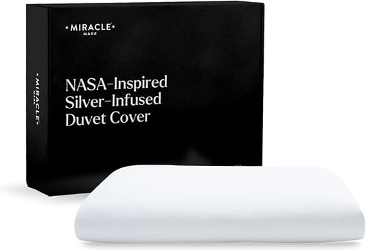 Miracle Made All-Season Cotton Duvet Cover – Water-Resistant, Lightweight, Breathable Bedding – Compatible with 3-Temperature Zone Comforter – Full/Queen, White
