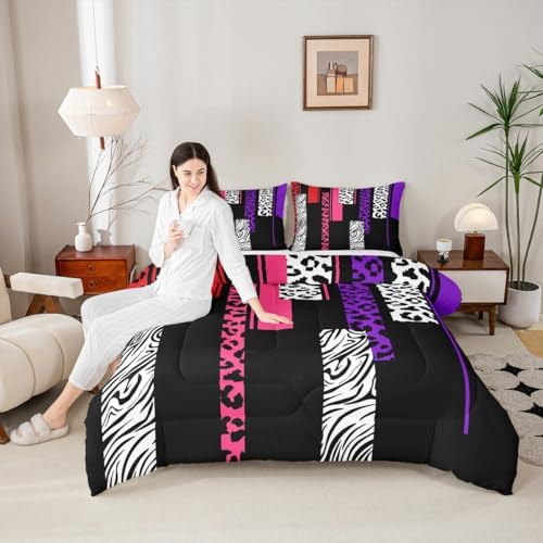 Feelyou Animal Print Ombre Leopard Comforter Set Twin Size Kids Boys Girls