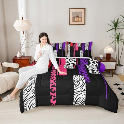 Feelyou Animal Print Ombre Leopard Comforter Set Twin Size Kids Boys Girls