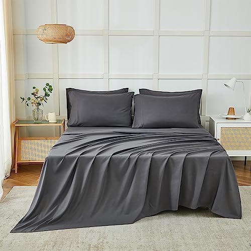 ILAVANDE Grey Queen Sheets Set 6 Piece,Hotel Luxury Super Soft 1800 Series Microfiber Queen Bed Sheets Set-Wrinkle Free & Breathable-14 Deep Pocket Sheets for Queen Size Bed(Queen,Grey)