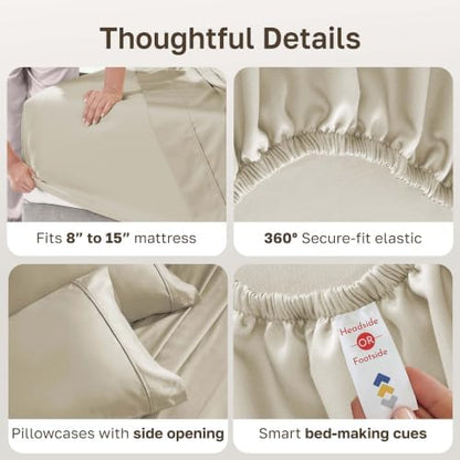 California Design Den 2-Pack 100% Cotton Sateen Twin Size Sheets Set, Beige
