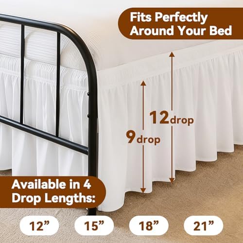 RIMELA Bed Skirt with Split Corners, Full, 12 Inch Drop, White