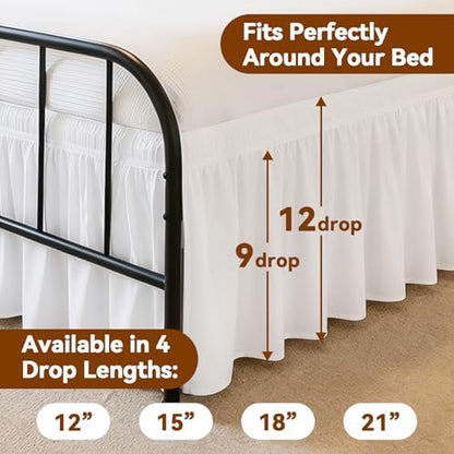 RIMELA Bed Skirt with Split Corners, Full, 12 Inch Drop, White