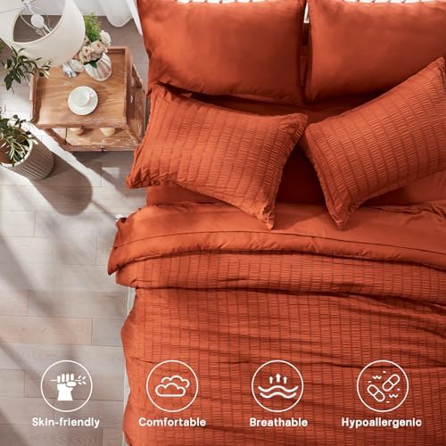 Full Size Comforter Sets 7 Piece Burnt Orange Bed in a Bag Full Bedding Set