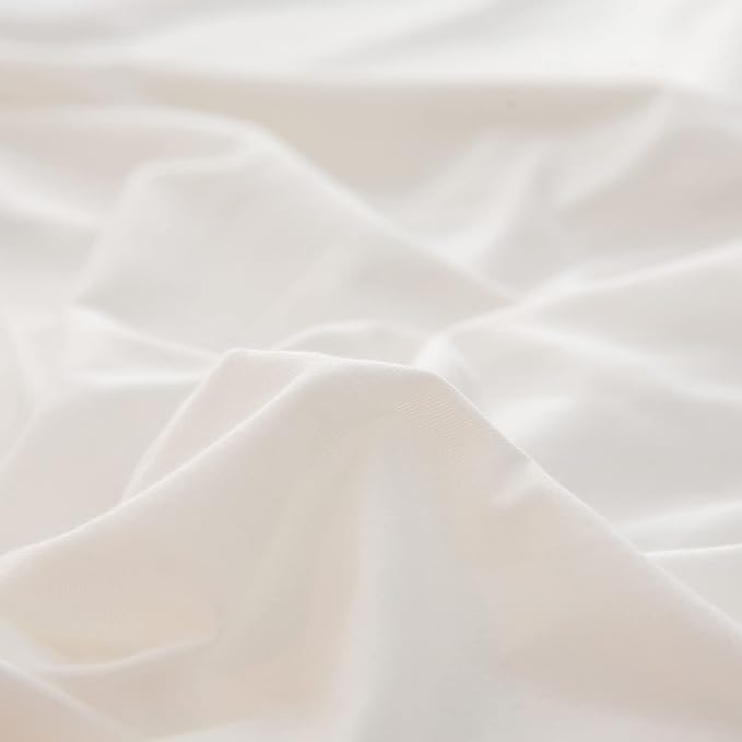 PURE ERA Jersey Knit Pillowcases 100% T-Shirt Cotton Super Soft Comfy Breathable, Set of 2, Standard 20" x 36", Solid Off White