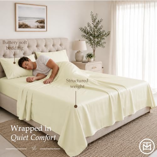 Threadmill 600 Thread Count Cotton Queen Sheet Set, Sateen, White, 4-Piece