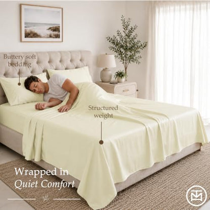 Threadmill 600 Thread Count Cotton Queen Sheet Set, Sateen, White, 4-Piece